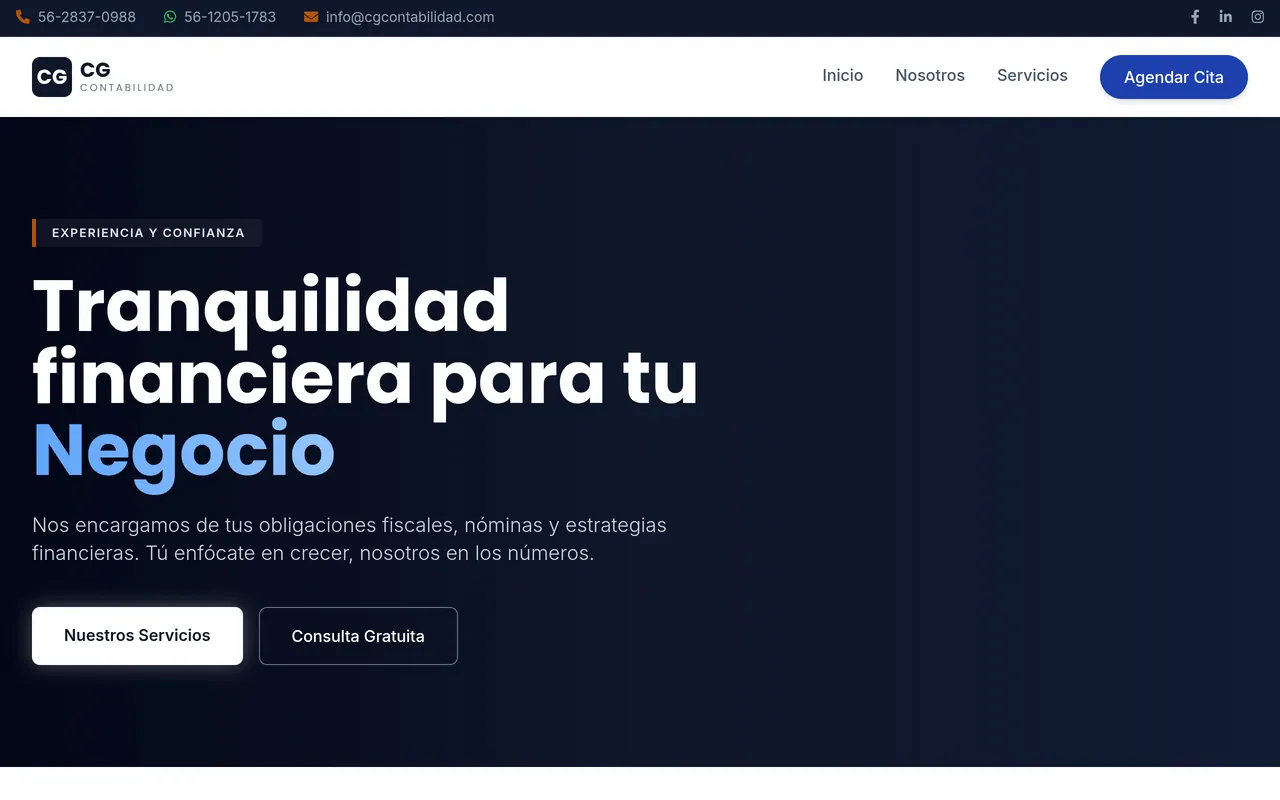 Captura del sitio web de CG Conta