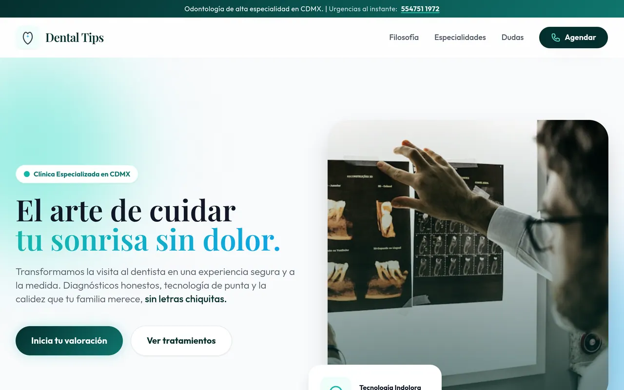 Captura del sitio web de Dental Tips