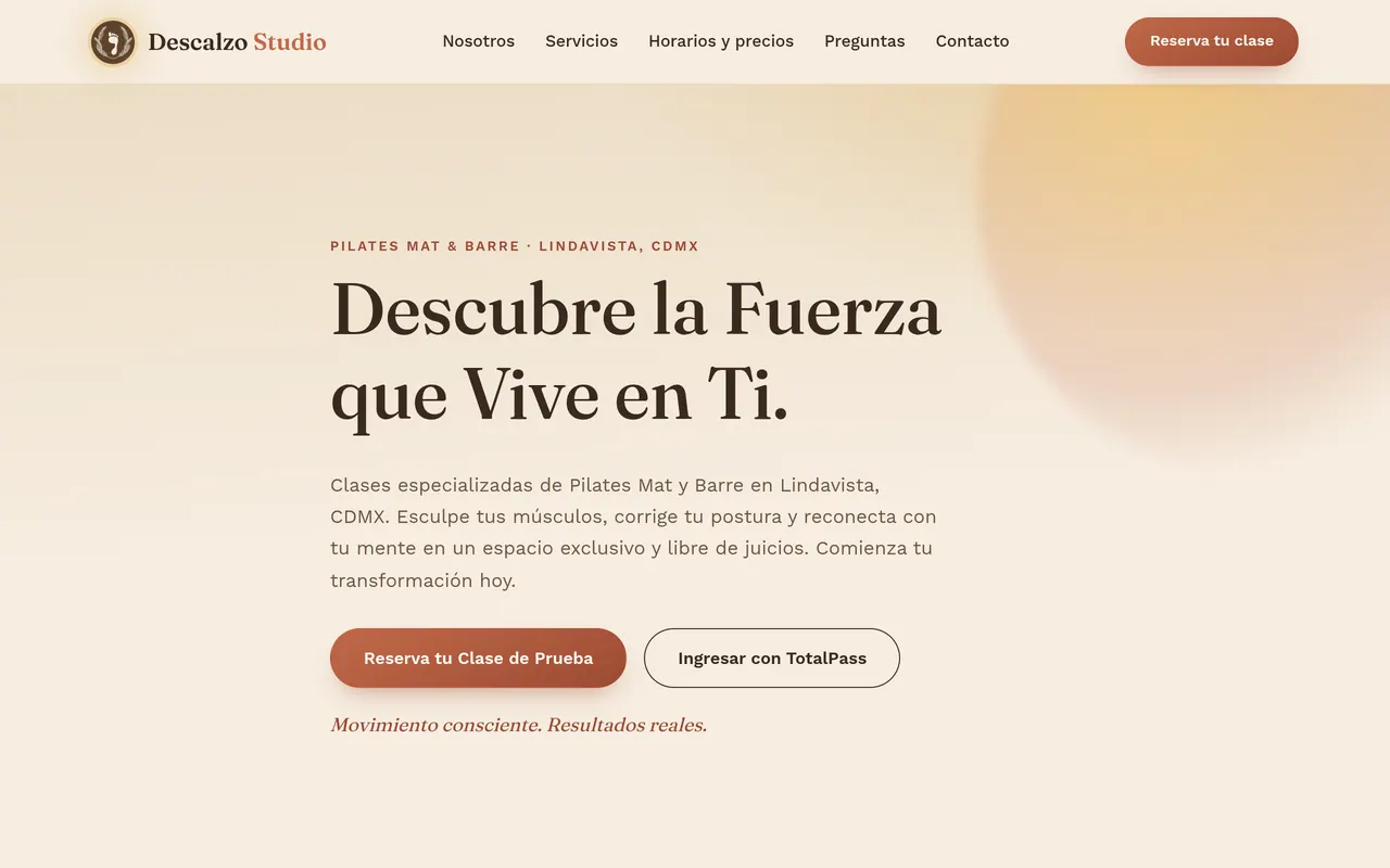 Captura del sitio web de Descalzo Studio