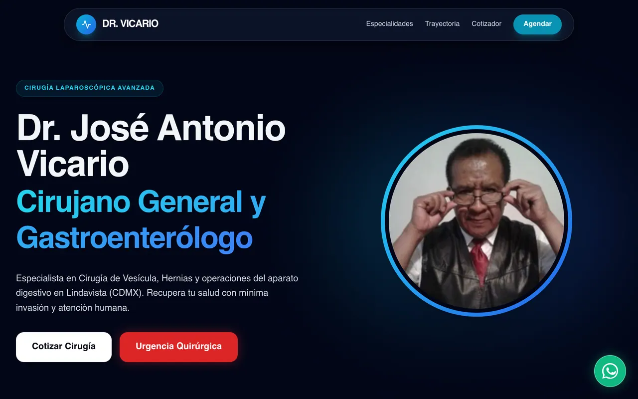 Captura del sitio web de Dr. Vicario