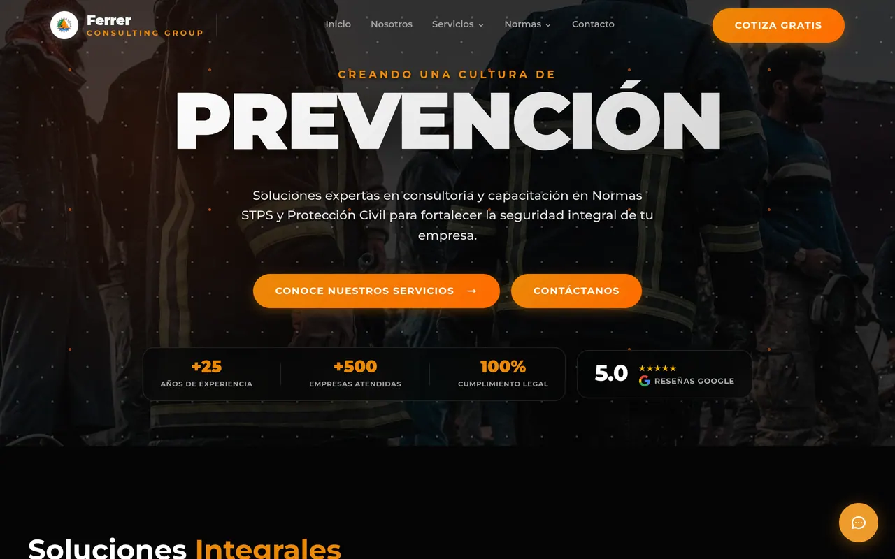 Captura del sitio web de Ferrer Consulting