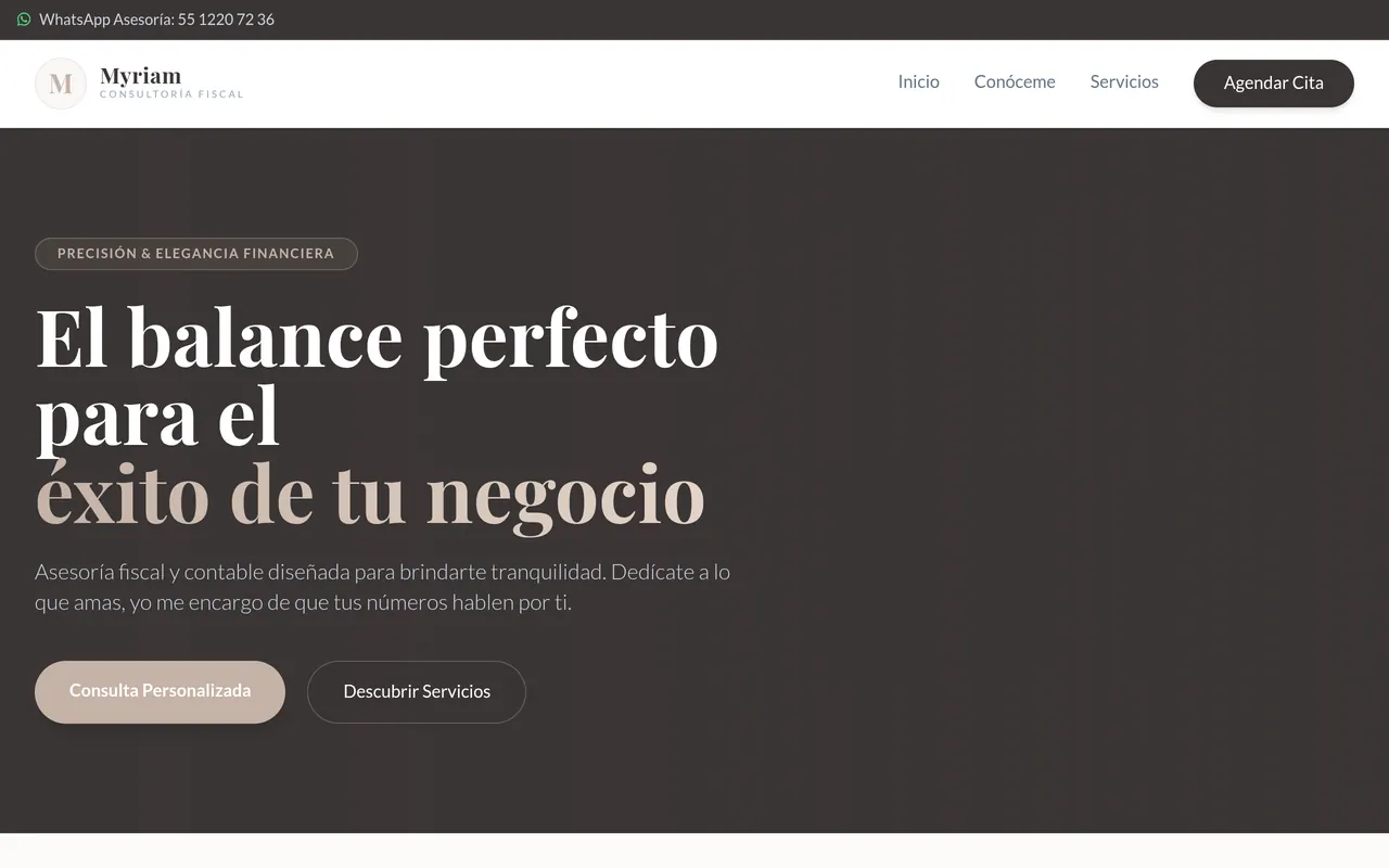 Captura del sitio web de M Contadora