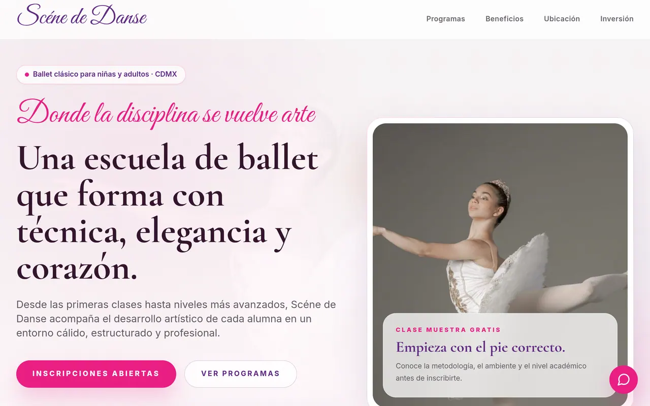 Captura del sitio web de Scène de Danse